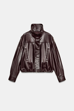 LEATHER EFFECT JACKET WITH PLEATS - Zara фото 5