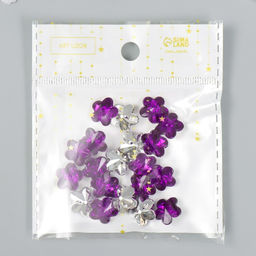 Пуговицы пластик для творчества 1 прокол «Цветок страз. Фиолет», набор 20 шт., d=1.2 см