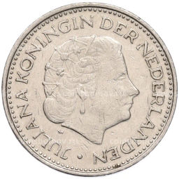 Монета 1 гульден 1971 года Нидерланды