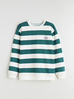 Bisiklet Yaka ?izgili Erkek ?ocuk Sweatshirt