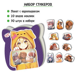 Набор стикеров "Аниме. Питомцы" 3*4см, 30шт. (9082) фигурные