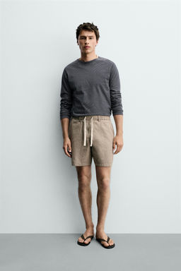 BERMUDA RELAXED FIT ALGOD?N - LINO / Marr?n