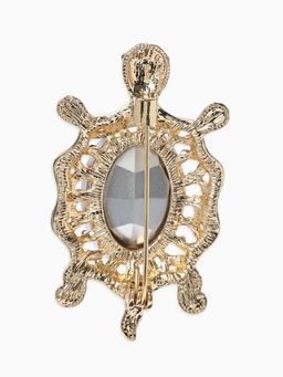 Брошь «Черепаха» морская, цветная в золоте