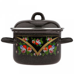 "Красава" Кастрюля эмалированная 1,5л, форма цилиндрическая, металлическая крышка (Россия)