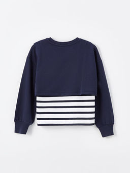 Bisiklet Yaka ?izgili Uzun Kollu Crop K?z ?ocuk Sweatshirt - Waikiki фото 2