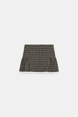 CHECK LACE MINI SKIRT - Zara фото 6