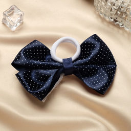 Цена за 6 шт. Бант для волос на резинке «Школьница», синий с кружевами, 5 см, синий