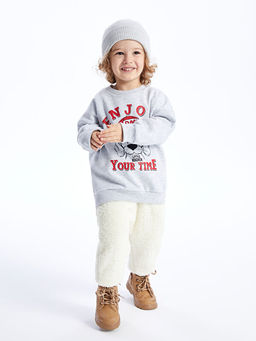 Bisiklet Yaka Uzun Kollu Bask?l? Erkek Bebek Sweatshirt - Waikiki фото 3