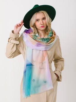 Большой, мягкий, тонкий и очень нежный двусторонний палантин с рисунком в стиле арт-деко - Tantino фото 8