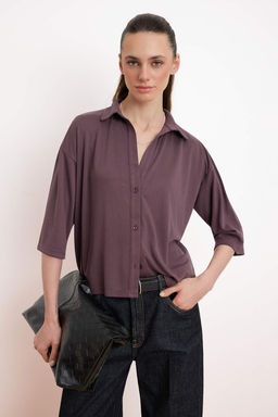 Murdum Relaxed Polo Yaka Truvakar Modal Esnek Orme Bluz TWOSS26BZ00392