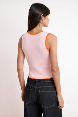 Ac?k Mavi Fitted Bisiklet Yaka Renk Bloklu Yelek TWOSS26YE00024 - Trendyolmilla фото 10