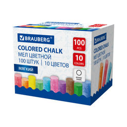 Мел цветной круглый мягкий 100 штук, 10 цветов, BRAUBERG
