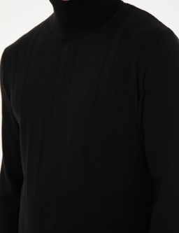Siyah Slim Fit Bal_k__ Yaka Triko Kazak - Pierre cardin фото 7