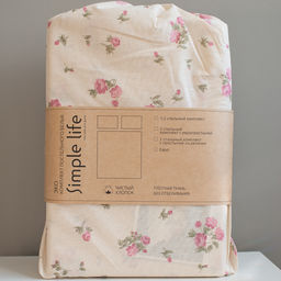 КПБ Чистый хлопок евро макси, наволочки 50х70, поплин, 100% хлопок, Гербариум Пододеяльник 200х220 с прорезью, простыня классическая 235х260 подшита с 4-х сторон, наволочки 50х70 с клапаном - 2 шт. - Традиция фото 32