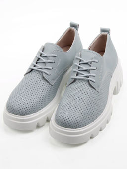 03-HY11-3D GRAY/LT. BLUE Полуботинки летние женские (натуральная кожа)