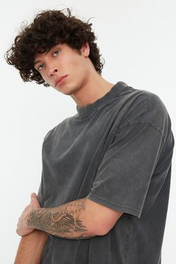 TRENDYOL MAN Antrasit Oversize/Genis Kesim Eskitme/Soluk Efekt %100 Pamuk T-Shirt TMNSS22TS0417 - Trendyolmilla фото 4