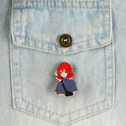 Цена за 4 шт. Значок деревянный Рыжая девушка, аниме, 2.4?3.4 см