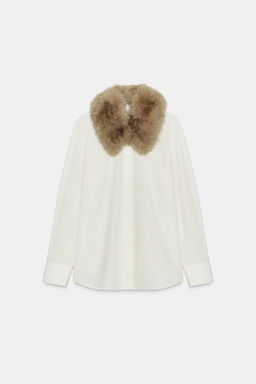 POPLIN SHIRT WITH FAUX FUR COLLAR ZW COLLECTION - Zara фото 6