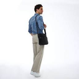 Сумка кросс-боди мужская TEXTURA, на молнии, 2 наружных кармана, 25×9×29 см, чёрная