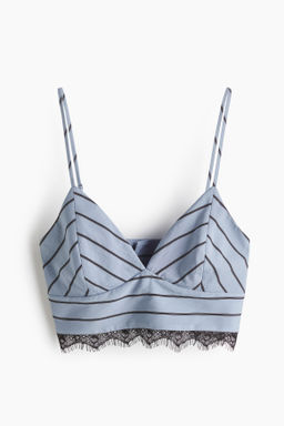 Top cropped con ribete de encaje