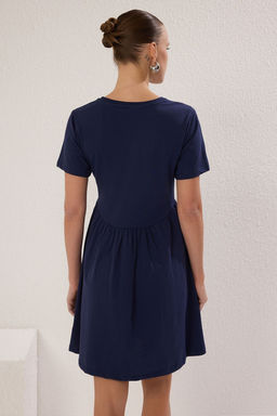 Trendyolmilla Lacivert Duz K?sa / Mini %100 Pamuk Skater Orme Elbise TWOSS25EL00386  фото 4