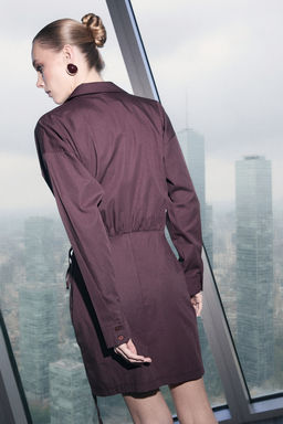 Limited Edition Kahverengi Mini Etek Detayl? Dokuma Elbise TWOSS26EL00070