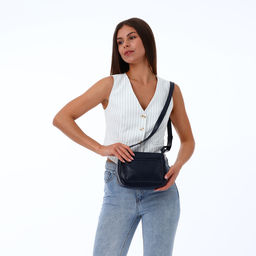 Сумка женская кросс-боди на молнии, 20×8.5×15 см, однотонная, синяя