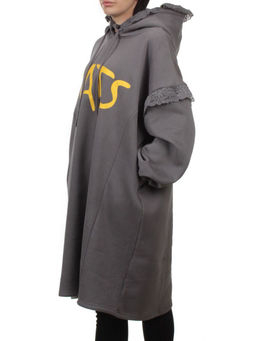 2247 DK. GRAY Толстовка-платье женская (85% хлопок, 10% полиэстер, 5% спандекс) - Fashion фото 5