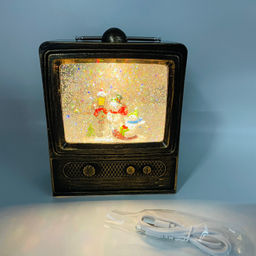 Новогодний декор стекло - Телевизор 20 см (свет, музыка)