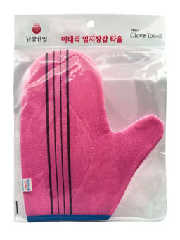 Bath Towel Мочалка-рукавица для душа с пилинг-эффектом, уплотненная, розовый