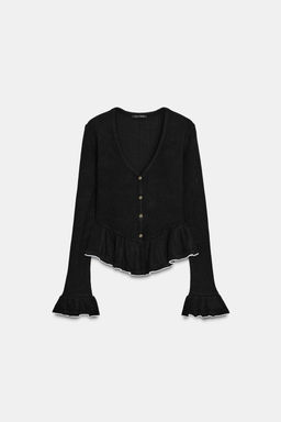 SOFT CARDIGAN WITH RUFFLE TRIMS - Zara фото 5