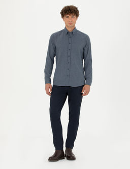 Lacivert Arm_rl_ Slim Fit Kanvas Pantolon