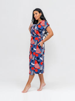 Халат женский, цвет синий красный