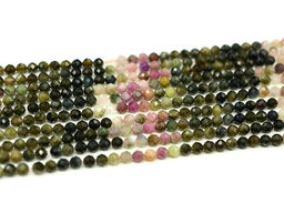 Бусины из турмалина шарик граненый 4мм, 38см, 86 бусин Радуга камня
