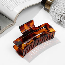 Цена за 12 шт. Крабик для волос «Леопардовый», прямой, 8.5 см, коричневый