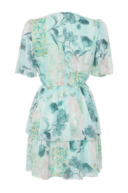 Mint Etegi Volanl? Sifon Astarl? Mini Dokuma Elbise TWOSS24EL00543