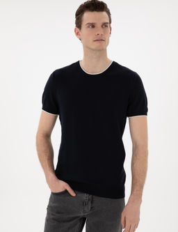 Lacivert Slim Fit Bisiklet Yaka Triko Ti__rt - Pierre cardin фото 3