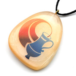 Кулон знак зодиака из селенита Водолей 37*44мм на шнурке