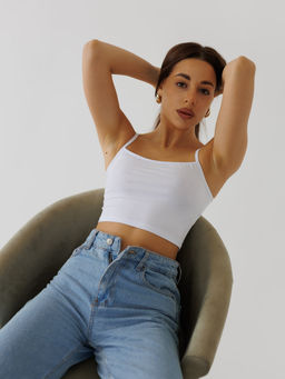 Женский топ на бретелях Lingeamo белый ЛТ-05 (1)  фото 9