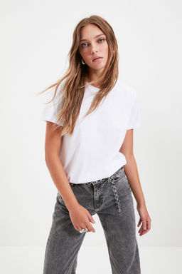 Cok Renkli %100 Pamuk Suprem Bisiklet Yaka 2li Paket Orme T-Shirt TWOSS20TS0141