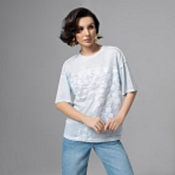 Футболка с объемным декором, Буду тебе сниться (голубой меланж) - Charutti фото 15