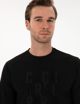 Siyah Regular Fit Bisiklet Yaka Sweatshirt - Cacharel фото 2
