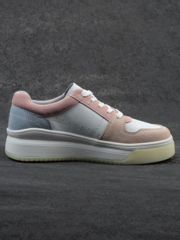 03-YG453-1 WHITE/PINK/BEIGE/LT. BLUE Кроссовки женские (натуральная кожа) - Фабричный китай фото 11