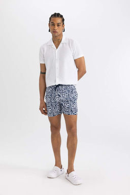 Короткие шорты для плавания на сетчатой подкладке с рисунком - Defacto фото 2