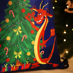 Мешок новогодний на шнурке, цвет синий - Simaland фото 4