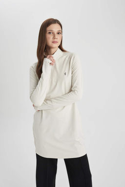 DeFactoFit Длинная футболка с воротником-стойкой и длинными рукавами для спортсменов  фото 4