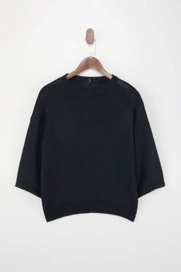 Wardrobe Essentials Lacivert Bisiklet Yaka Triko Bluz TWOSS26BZ00136