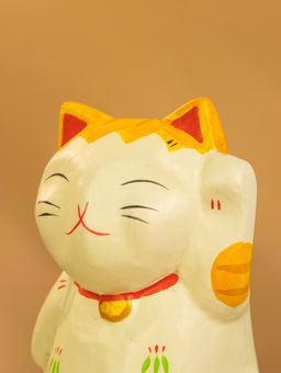 Фигурка «Кошка Неко», 6×6×11 см, дерево, оранжевый