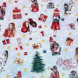 Цена за 10 шт. Бумага упаковочная новогодняя глянцевая «Мода », 68×100 см