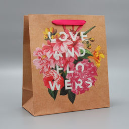 Пакет крафтовый вертикальный Love and flowers, 23 х 27 х 11,5 см